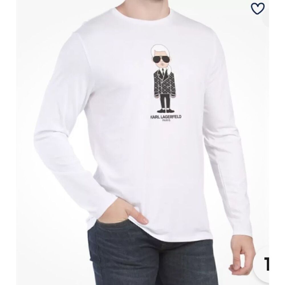 Karl Lagerfeld Character Graphic Print Long Sleeve T-shirt NWOT Size Small